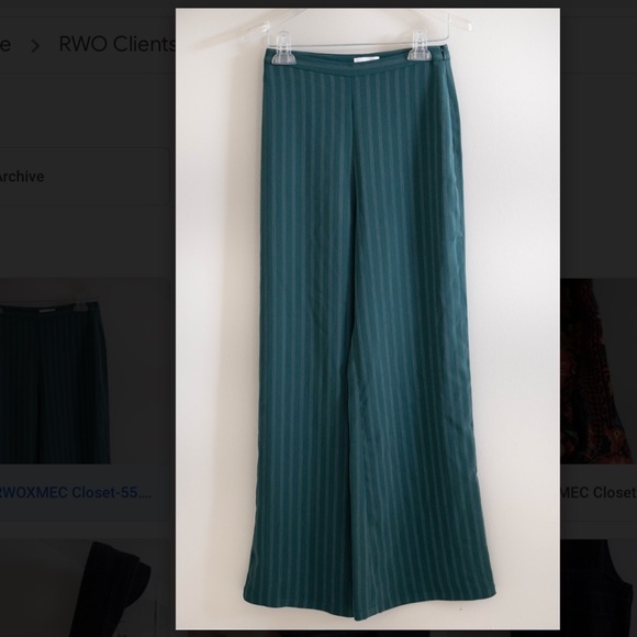 Nordstrom Dark Green Pinstripe Pants - Picture 2 of 5